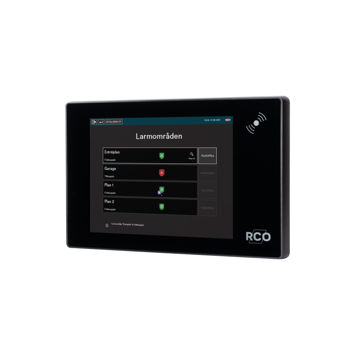 RCO MapR Touch manöverpanel för integrerat larm